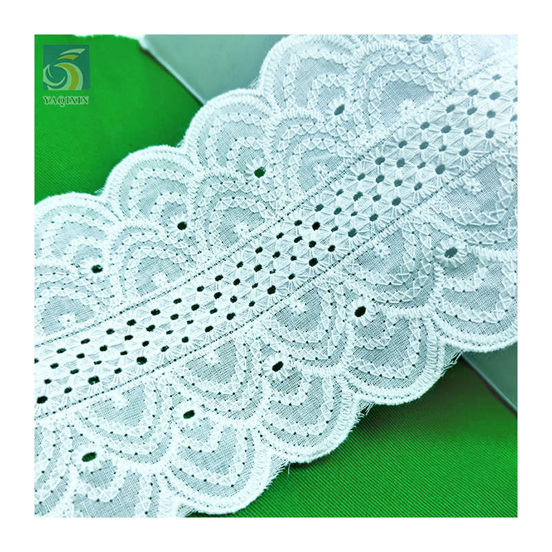 YX2718 OEM Custom Lace Trim For Lingerie Dress Garment 6CM Embroidery Cotton Voile Lace Trim African