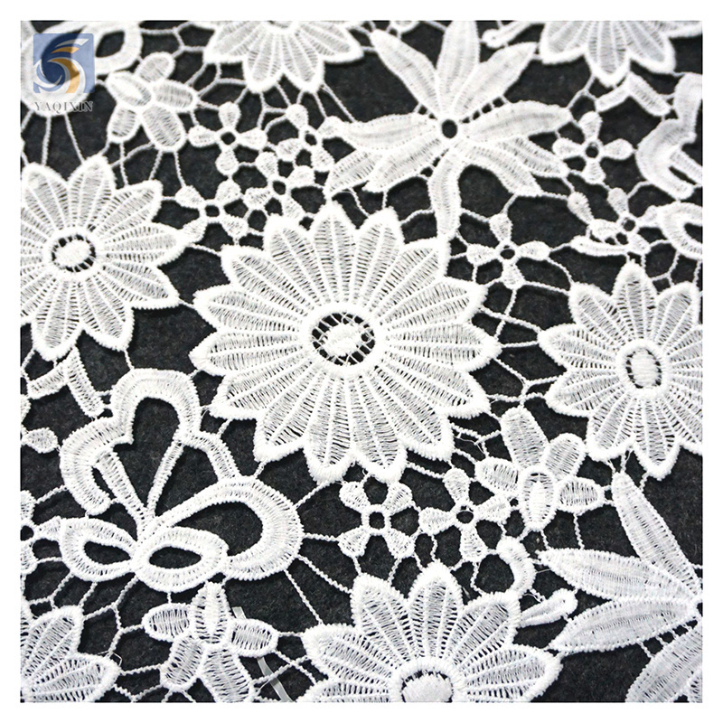 Latest Pure White African Guipure Lace Fabric for Nigerian Party Wedding Dress Water Soluble Lace Dress