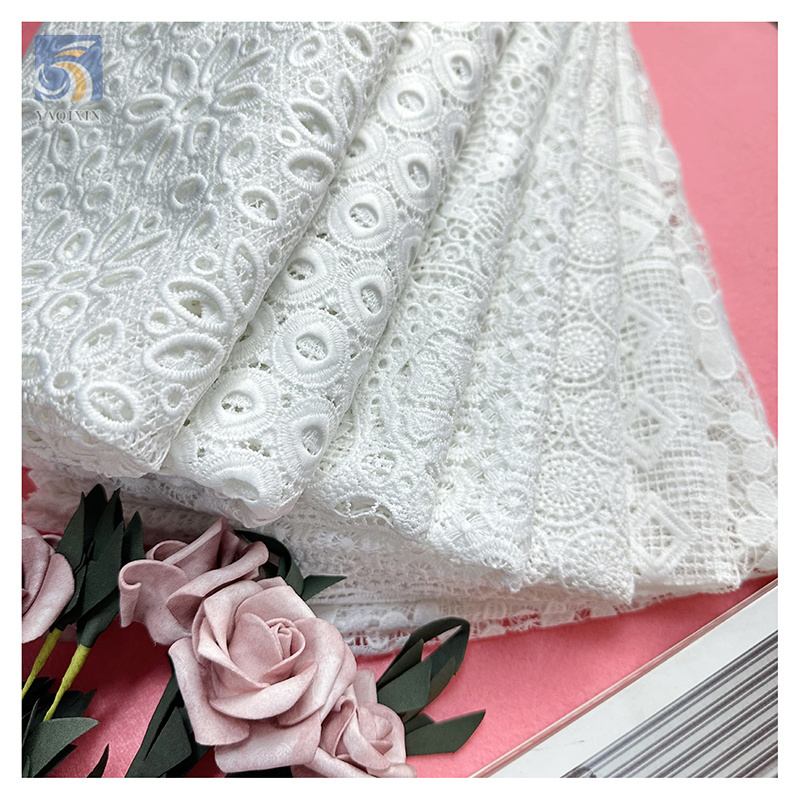 Latest Pure White African Guipure Lace Fabric for Nigerian Party Wedding Dress Water Soluble Lace Dress