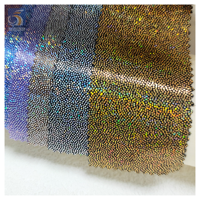 Popular Spot Laser Knitted 100%Polyester Lurex Glitter Fabric Shiny Metallic Foil Fabric for Stage Costumes