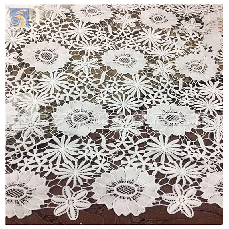 Latest Pure White African Guipure Lace Fabric for Nigerian Party Wedding Dress Water Soluble Lace Dress