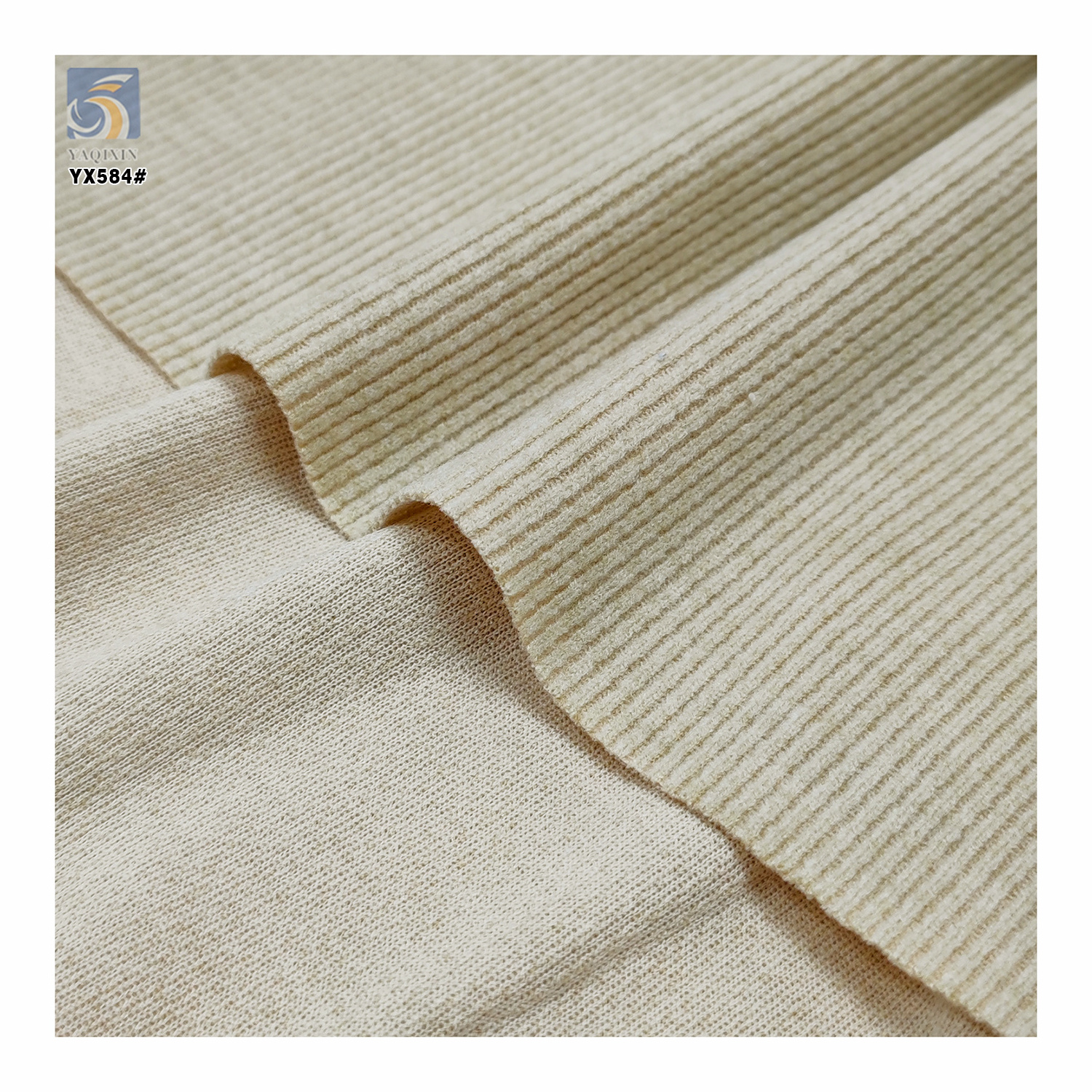 YX584 Beige Snake Bone Jacquard Single Knitted Fabric 280gsm Cashmere Rayon Spandex Blended Stretch Knit Fabric