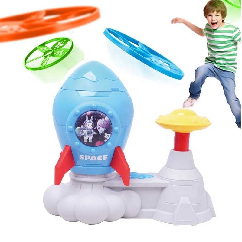 Flying Saucer Mode Spinning Top Rocket Launcher Toys Outdoor Sport Flying Disk Rocket Launcher For Kids