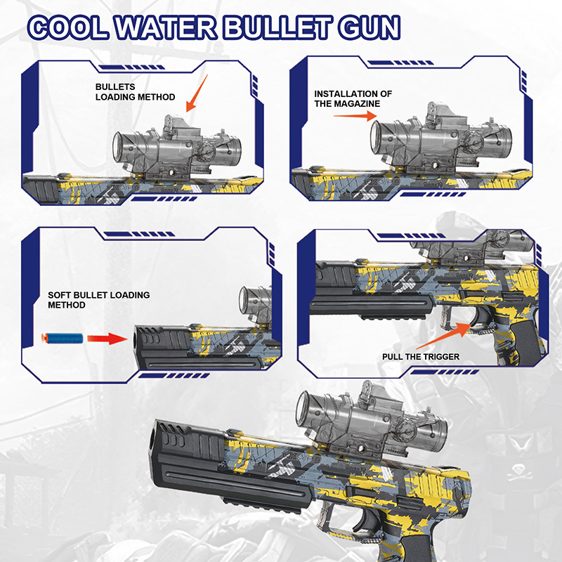 2 In 1 Plastic Toy Pistol Gun Electric Water Jel Gun With 5000 Water Bullets Air Soft Bullets Pistol For Outdoor Indoor