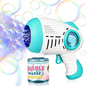 Cute Dinosaur Bubble Gun 8 Holes Bubble Machine With LED Lights Automatic Bubble Gun for Toddlers Kids