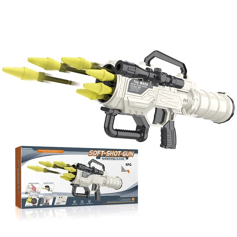 Foam Rocket Blaster With 6 Pcs Foam Bullets RPG Launcher Shooting Game Guns Foam Air Rocket Gun Toys For Kids