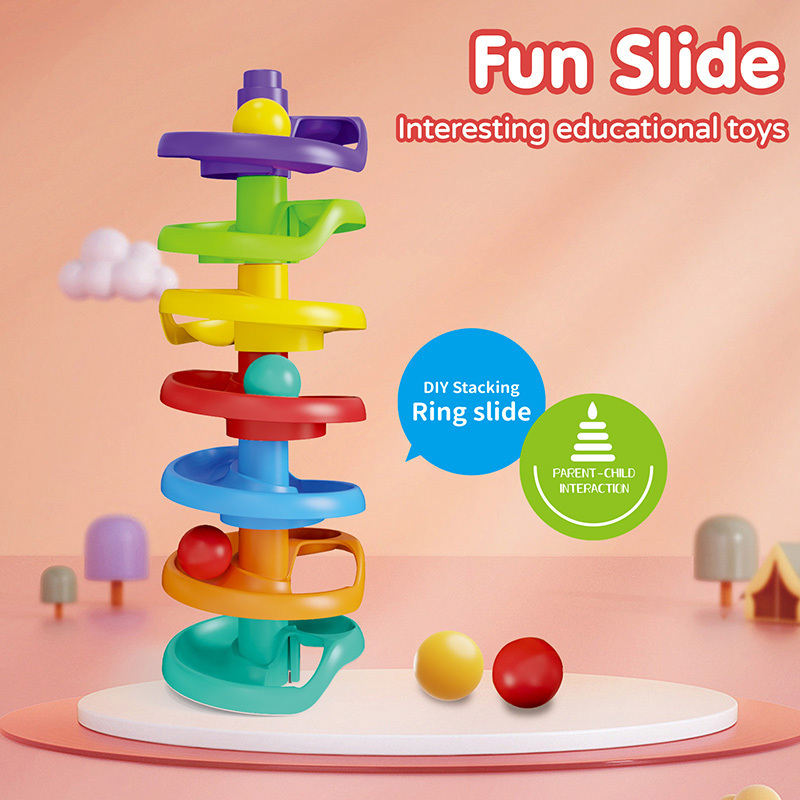 Baby Plastic Development Toy Ball Drop Toys Creative Enlightening Children Colorful Go Ball Ramp Toys