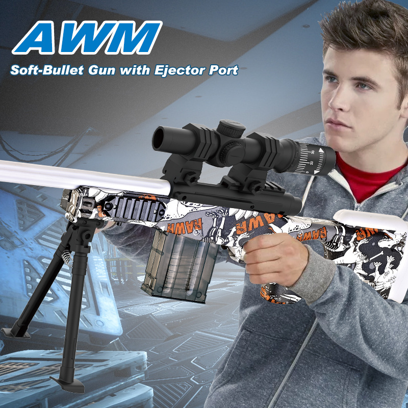 AWM Sniper Shell Ejecting Toy Gun EVA Safety Shockwave Soft Bullet Shooting Outdoor Games Soft Bullet Guns For Boys