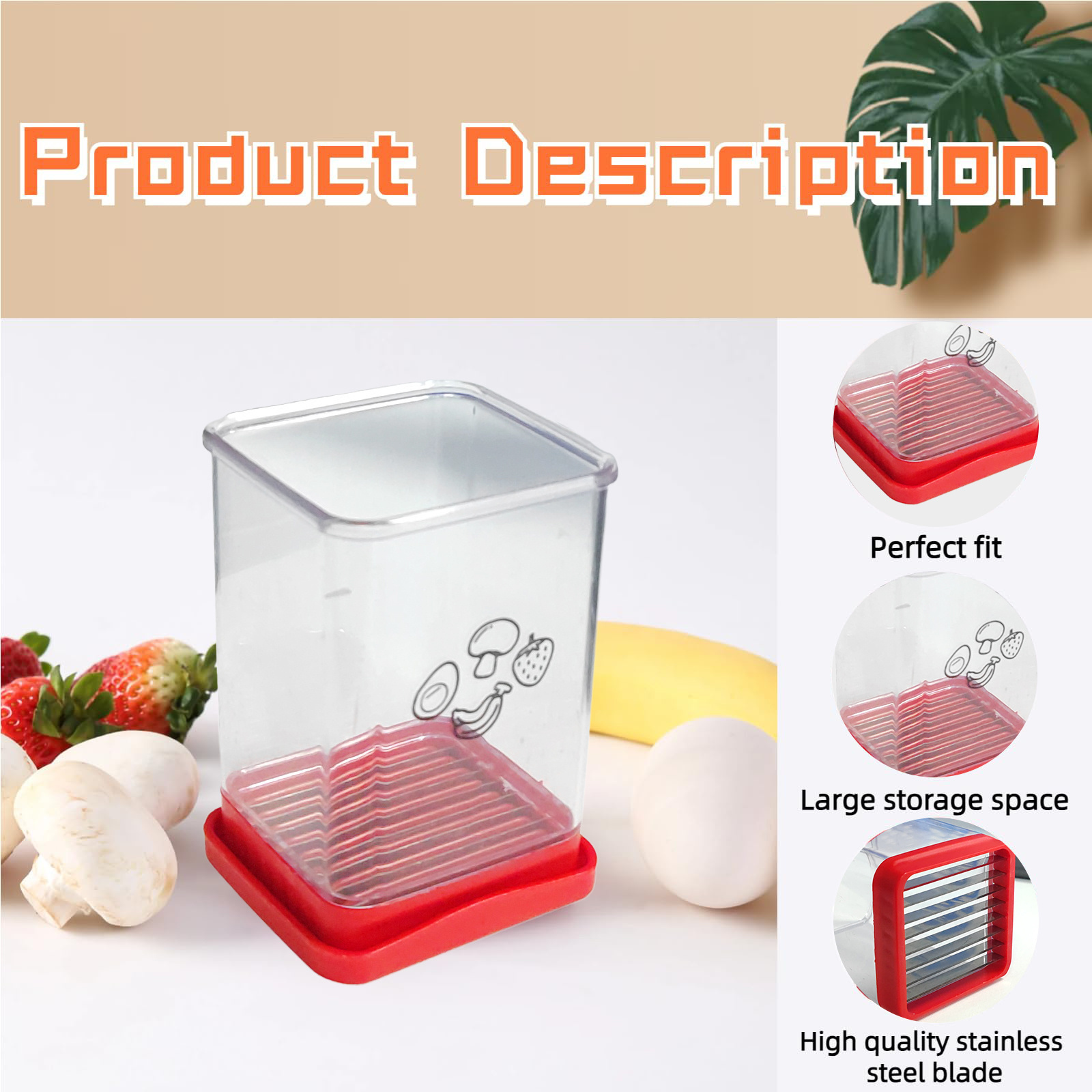 Multifunctional fruit cutter chopper Quickly Making Soft Fruits Stainless Steel Banana Strawberry Cutter Cup Slicer