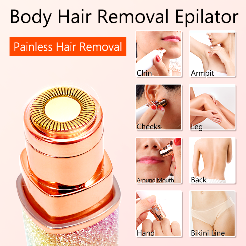 2 in 1 Rechargeable Painless Portable USB Epilator Hair Remover Nose Beard Eyebrow Trimmer Female Shaver