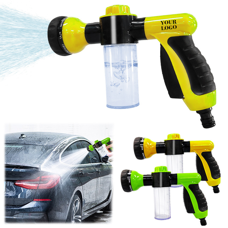 8 Spray Pattern Dog Bath Hose Attachment Garden Hose Nozzle, High Pressure Spray Gun with 100ml Soap Dispenser Bottle