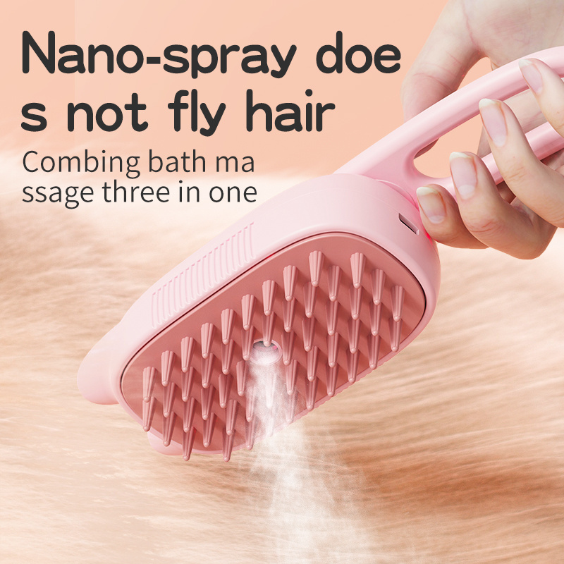 Shedding cat Dogs comb 3 in 1 cat steam brush Self-Cleaning Sliker Pet Grooming Brush for Removes Mats, Tangles, and Loose Hair