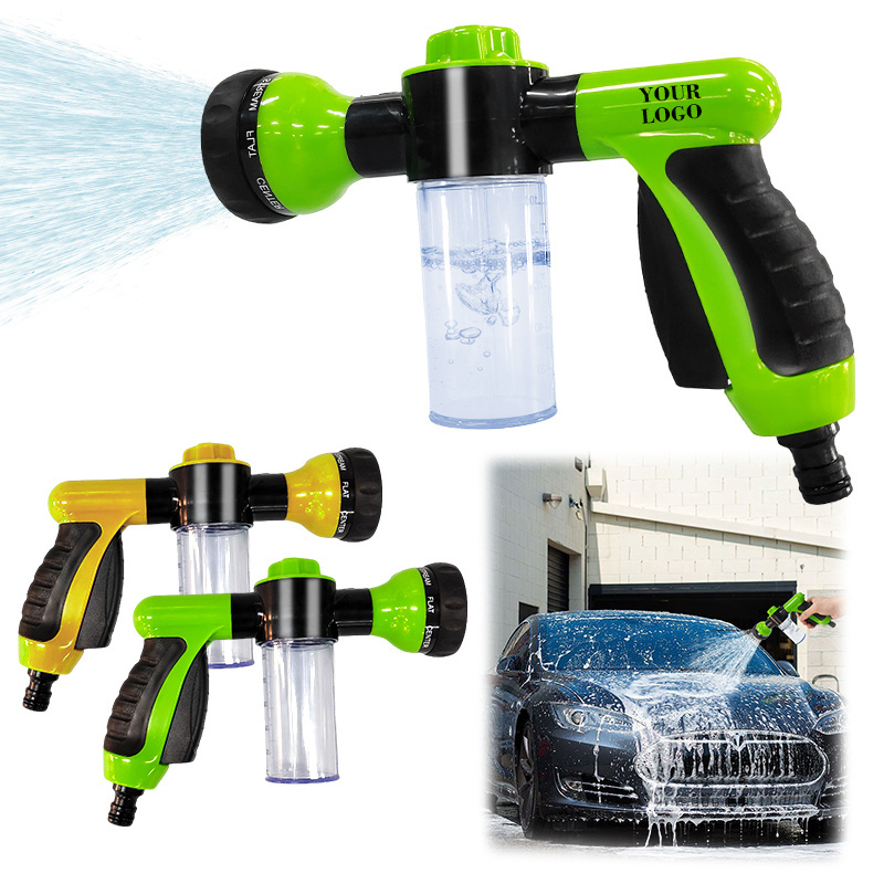 Hose Nozzle Foam Cannon Bottle Soap Sprayer 8 in 1 High Pressure Hose Spray Nozzle for Car Wash, Cleaning Patio Pet Bathing