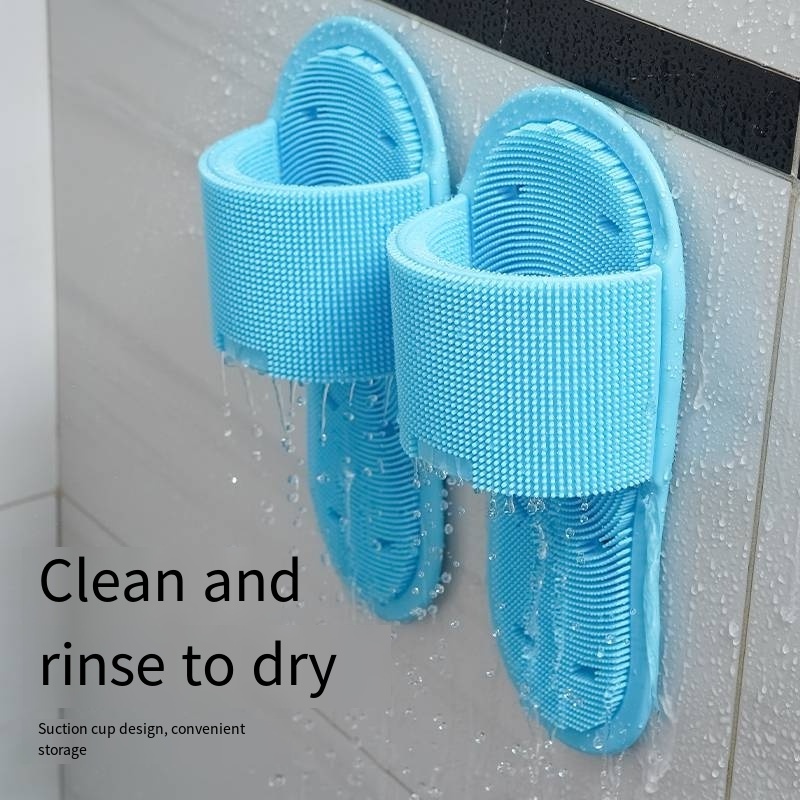 Anti-skid Foot Rubbing Massage Cleaning Gel Bath Shoe Massager Slippers  silicone shower foot scrubber plus shower body brush