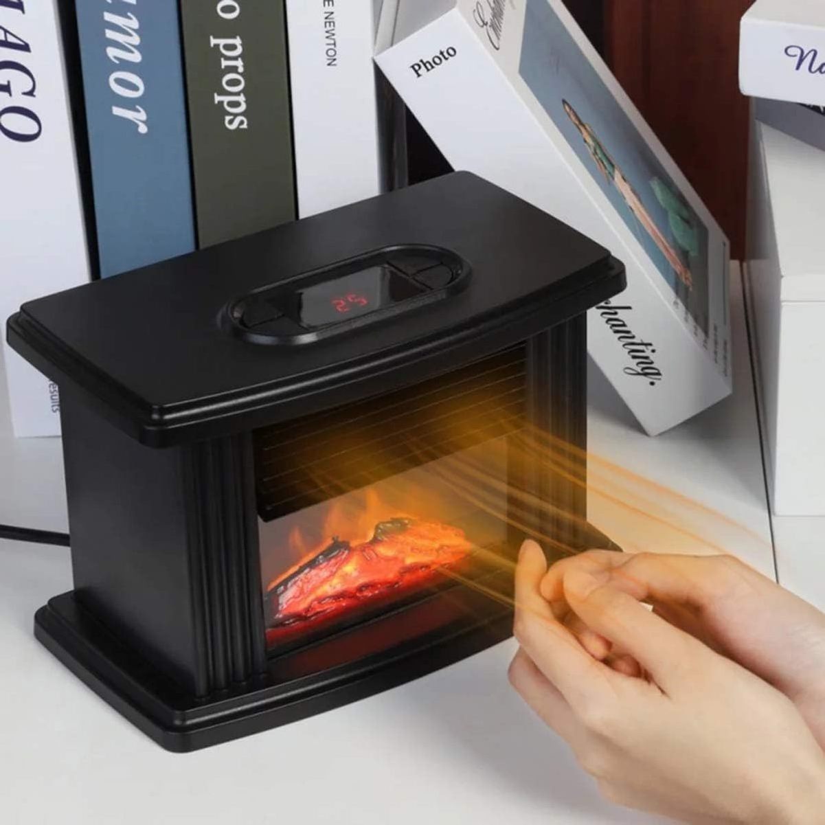 Remote Control New Design 1000W Adjustable Portable Ceramic Personal Mini Desk Electric Fireplace Ventless Fireplace Heater