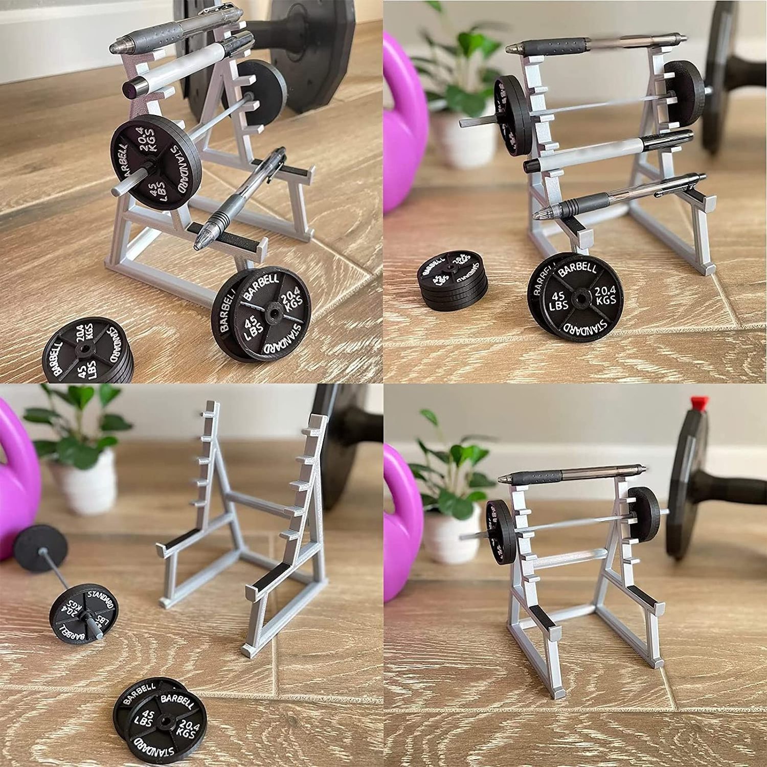 Squat Rack Design Desk Organizer Portable Gym Theme Pen Storage Squat Rack Home Office Decoration Funny Barbell Rack Pen Holder