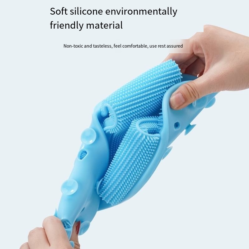 Anti-skid Foot Rubbing Massage Cleaning Gel Bath Shoe Massager Slippers  silicone shower foot scrubber plus shower body brush