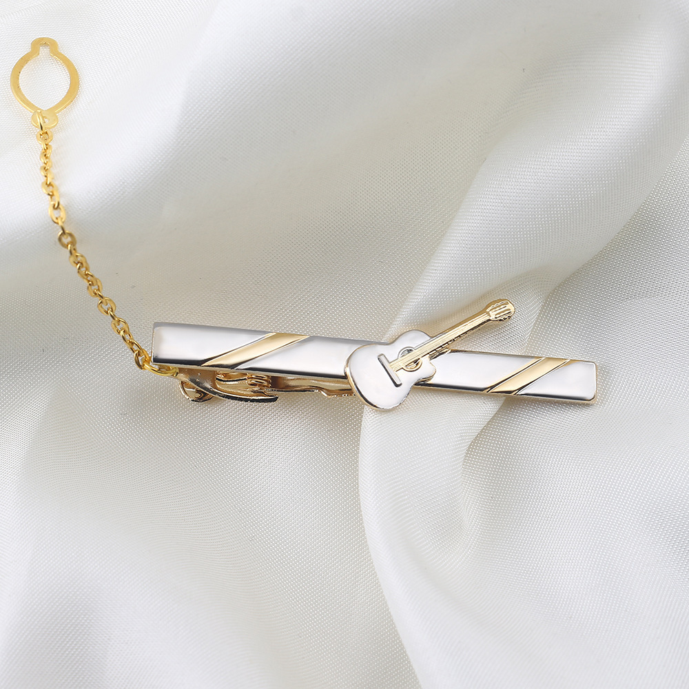 14K Gold Plated Brass Guitar Tie Clip for Business Men