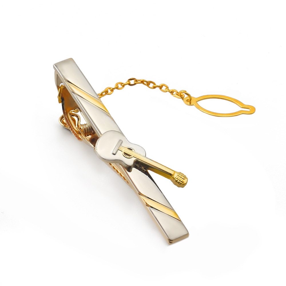 14K Gold Plated Brass Guitar Tie Clip for Business Men