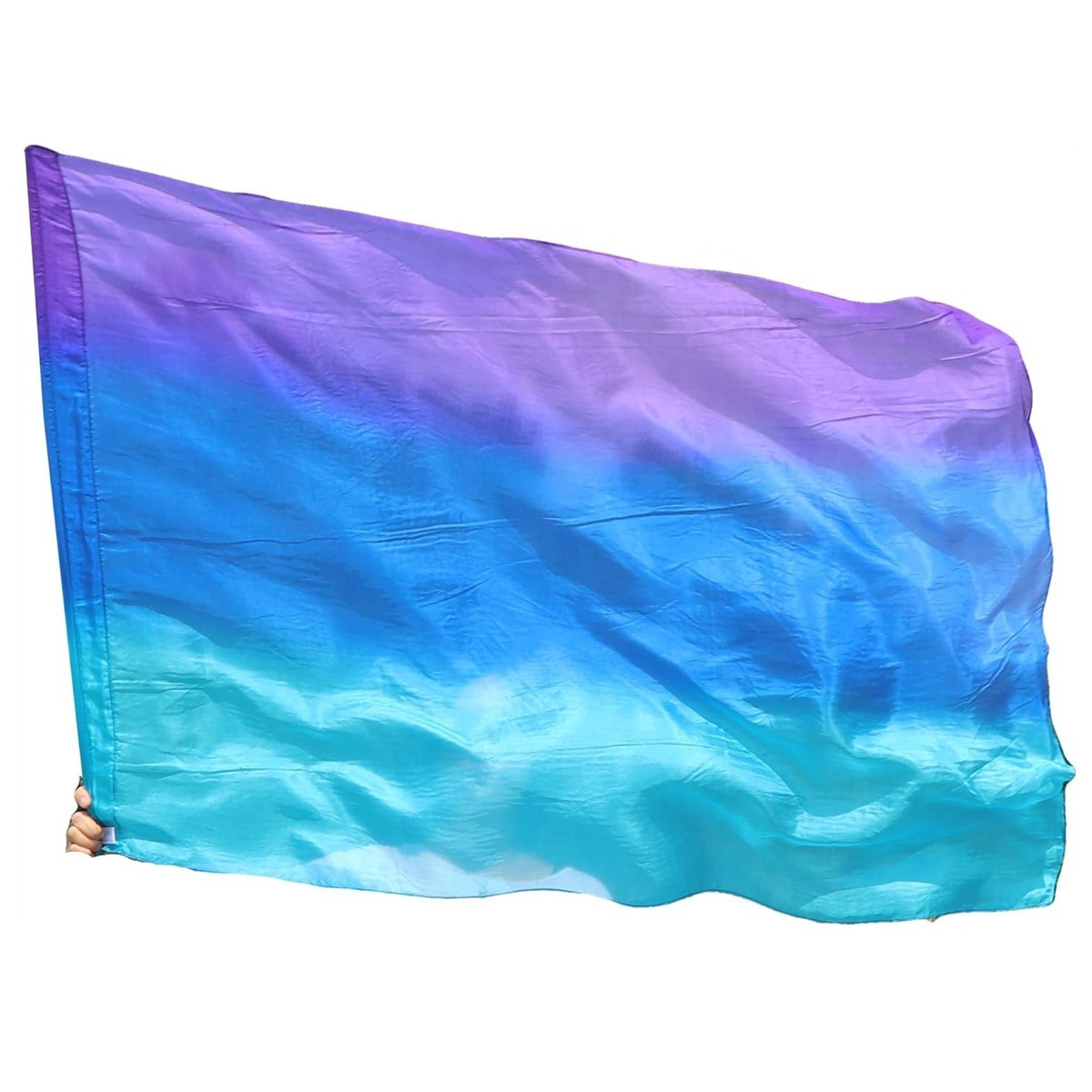 Nayaking Silk Worship Flags with Flex Rods, Handpainted Feather Light Fluid Translucent Silk Banner