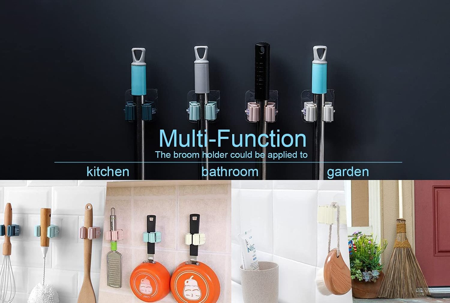 New Wall Holders Mounted Mop Hole Free Mop Hook Umbrella Holder Brush Broom Hanger Rack Hole Free Mop Stand