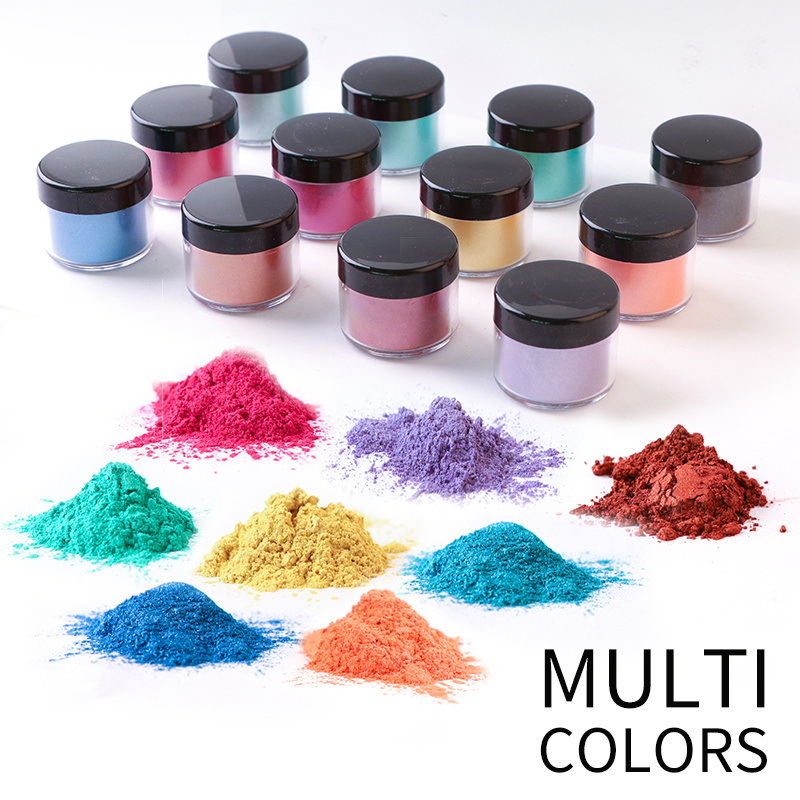 24 Color bottle Mica Powder Set Non-Toxic Natural Mica Covered Epoxy Resin Pearl Pigment for Resin Art Slime Soap Craft