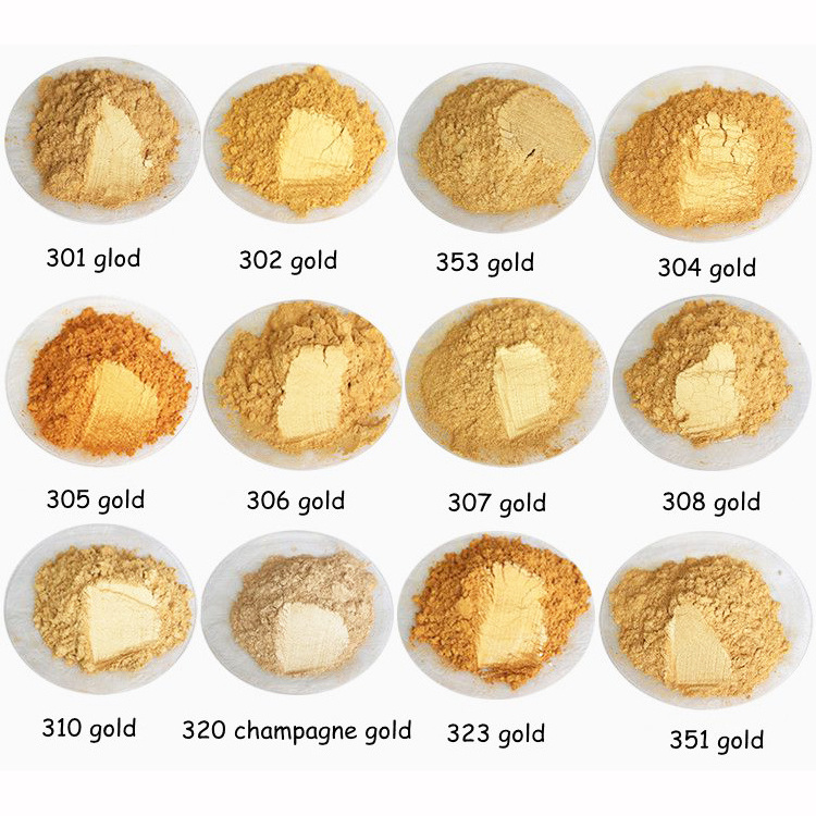 Pearl Gold Mica Pigment Powder Natural Pearl Gold Powder Metallic Golden Pearl Pigment for Resin Kintsugi Repair Paint