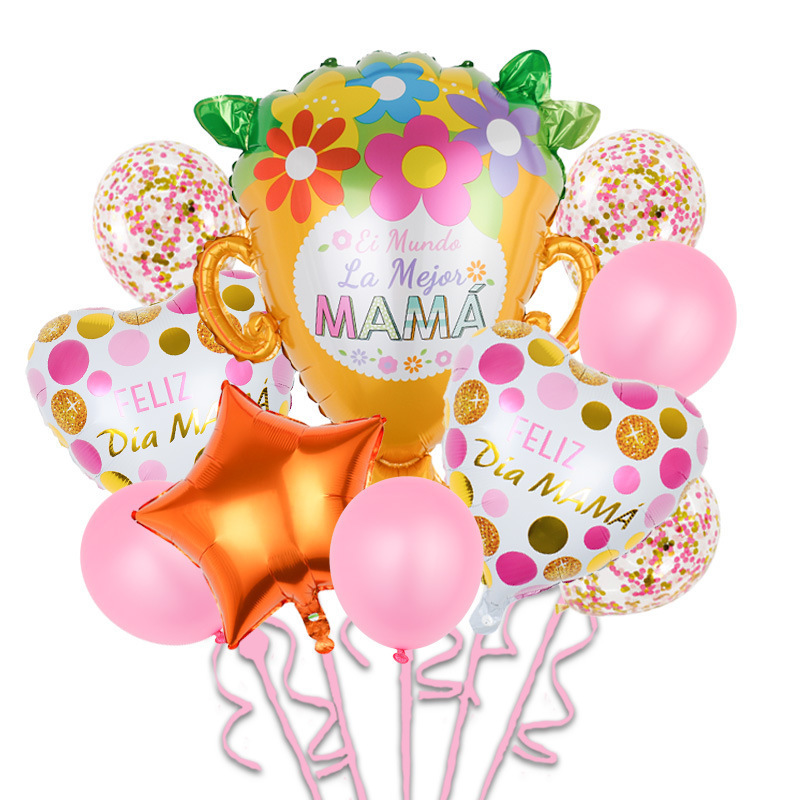 Mother's Day Balloons Decorations Huge Love You Mom Crown Donuts Foil Balloons for Happy Mother's Day Party Decoration Supplies