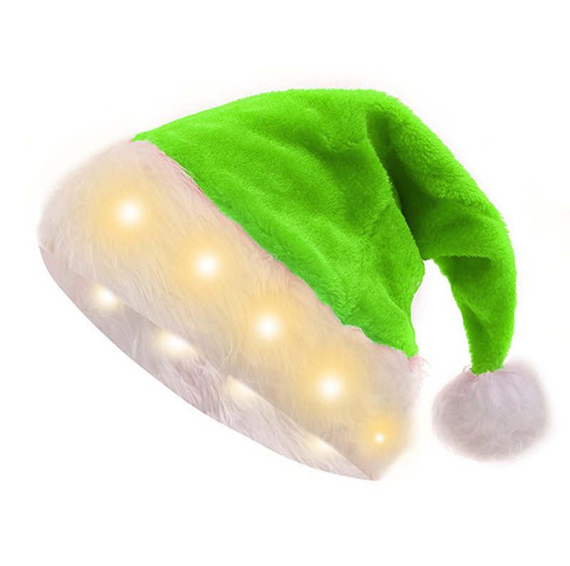 New Christmas Decoration Long Plush LED Light Christmas Hat Santa Claus Hat Christmas Supplies