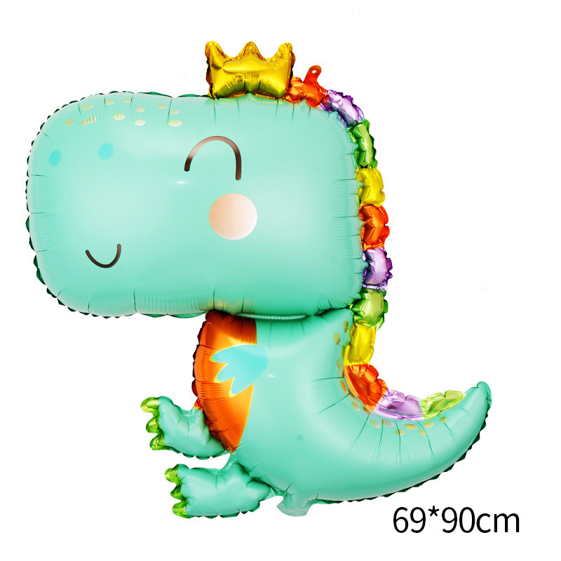 New Jungle Animal Foil Helium Balloons Cartoon Crown Dinosaur Happy Birthday Children'S Inflatable Toy Balloon