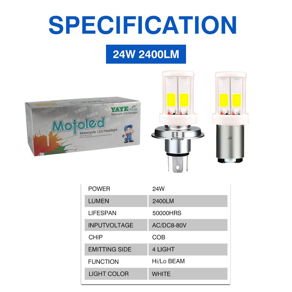 YAYE 8V 10V 12V 24V H4 HS1 BA20D H6 P15D H6M 4 COB Lamp Ceramic High Quality LED Head Light Fog Bulb