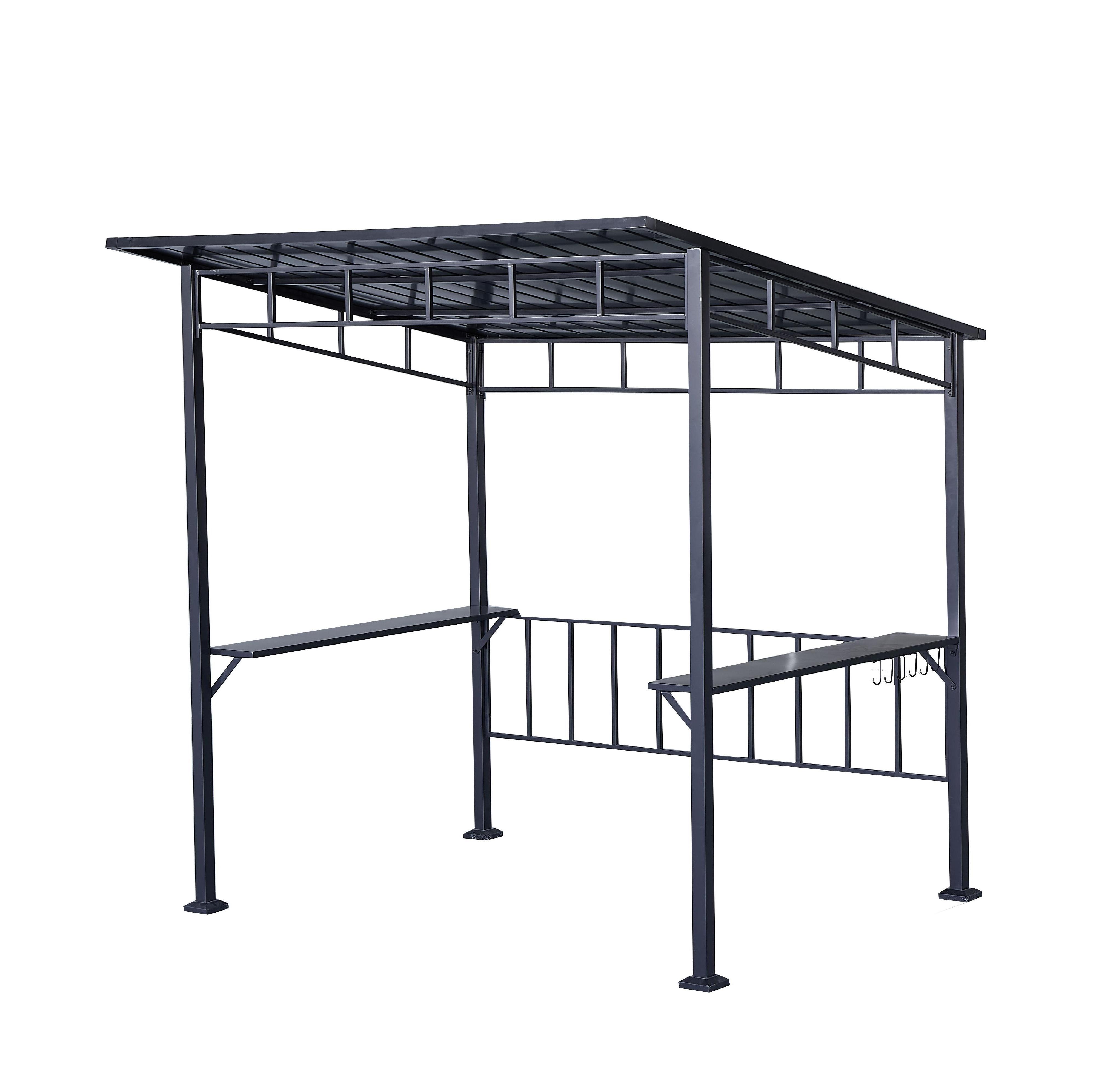 Outdoor Barbecue Gazebo Shelter with Side Shelves and Hanging Rods Permanent Steel Frame Pavilion for sale