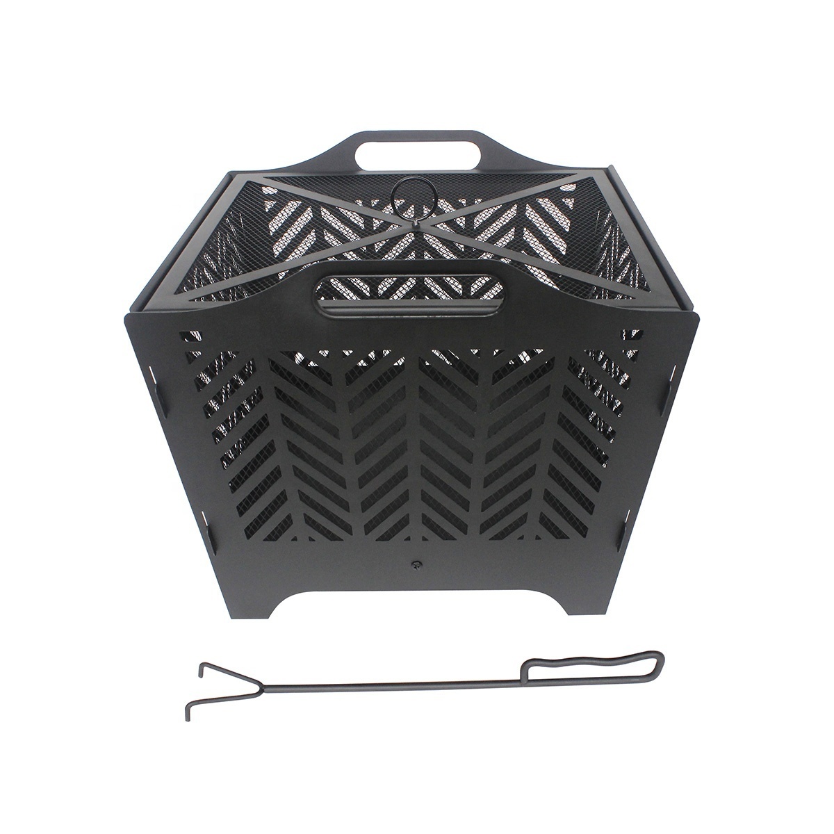 19inch Portable Outdoor Campfire Firebox Folding Flat Pack Garden Fire Pits with BBQ grill