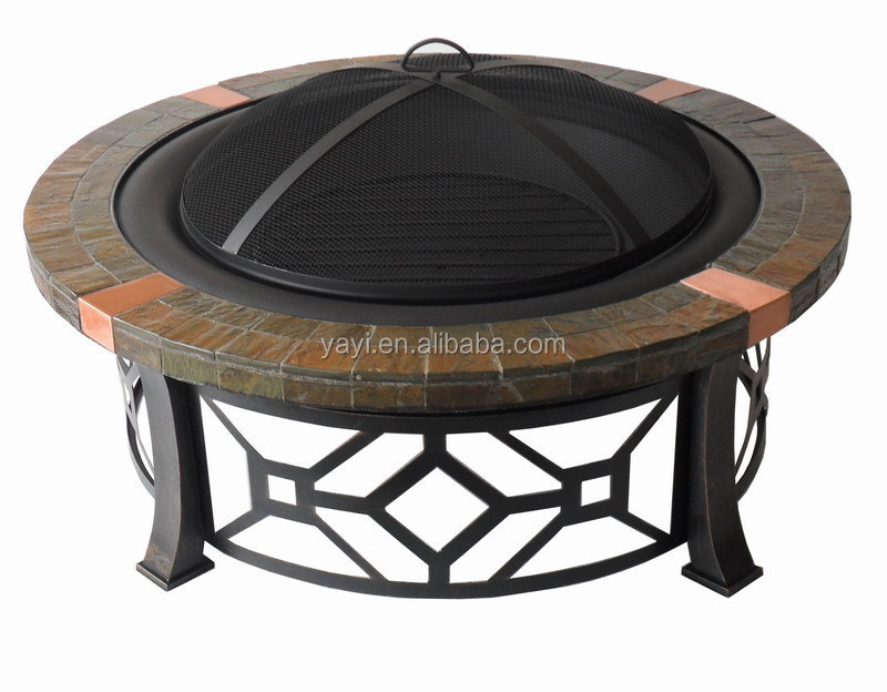 Camping or Backyard Round Bronze Spark Screen and Metal Wood Grate fire pit outdoor