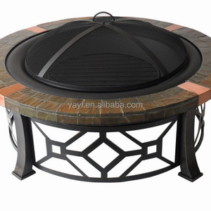 Camping or Backyard Round Bronze Spark Screen and Metal Wood Grate fire pit outdoor