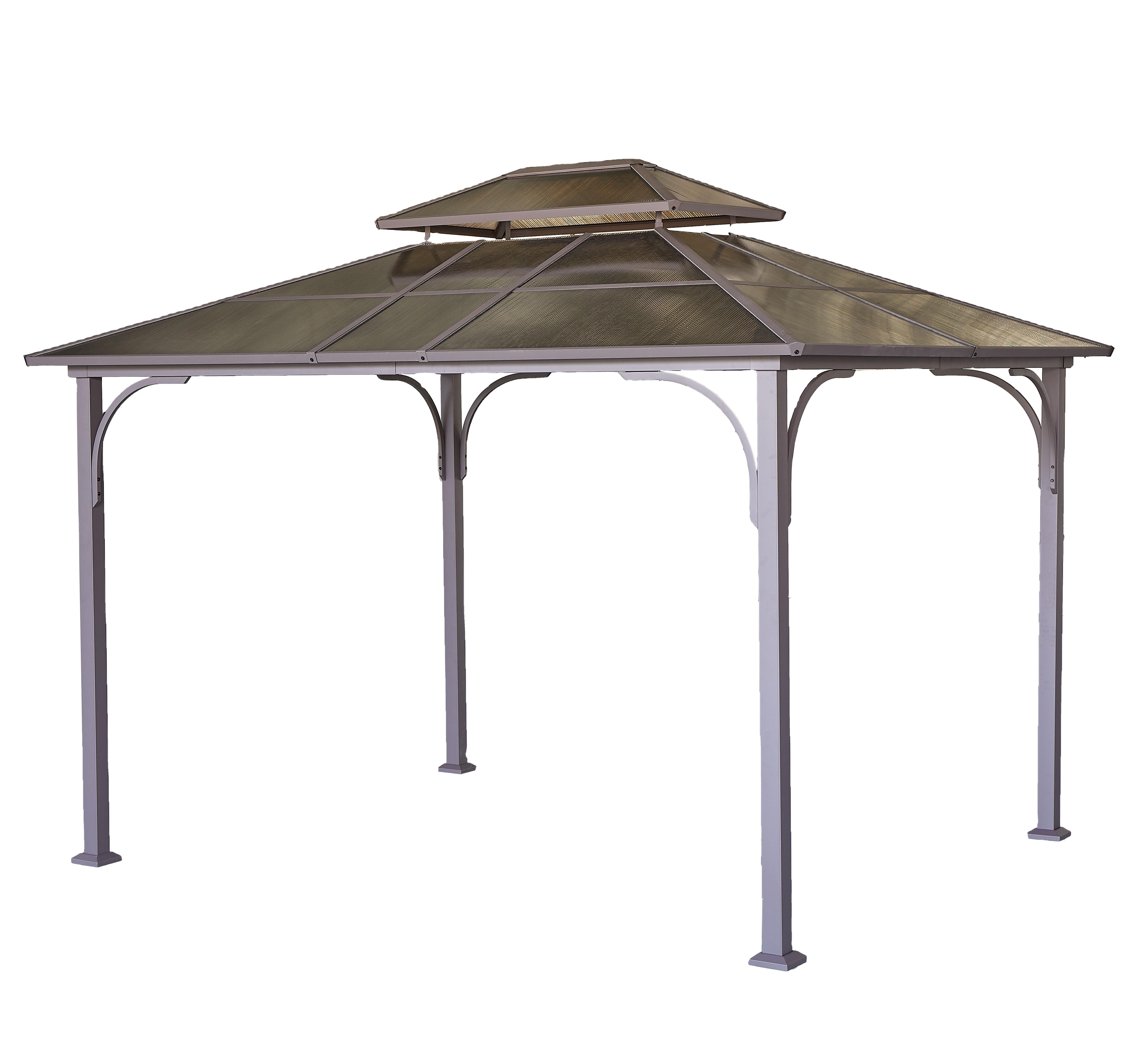 10x12 Aluminum steel metal with 2-Tier PC top camping  garden waterproof outdoor canopy pergolas gazebos for sale