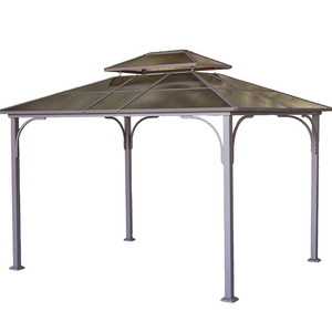 10x12 Aluminum steel metal with 2-Tier PC top camping  garden waterproof outdoor canopy pergolas gazebos for sale