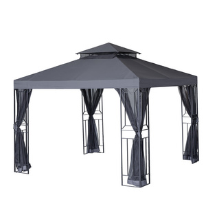 10x10 galvanized steel soft proof with 2-tier design and netting patio garden wooden aluminum metal gazebos pavilion for sale