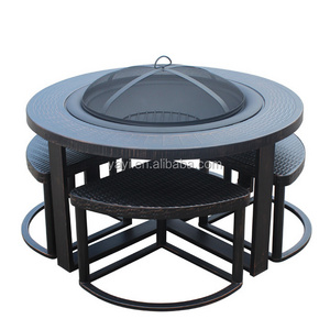 garden treasure steel fire pit table set