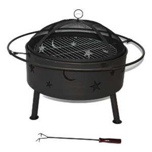 Wood Burning Fire Pit with Wood Grate and Spark Screen Portable Fire Pit