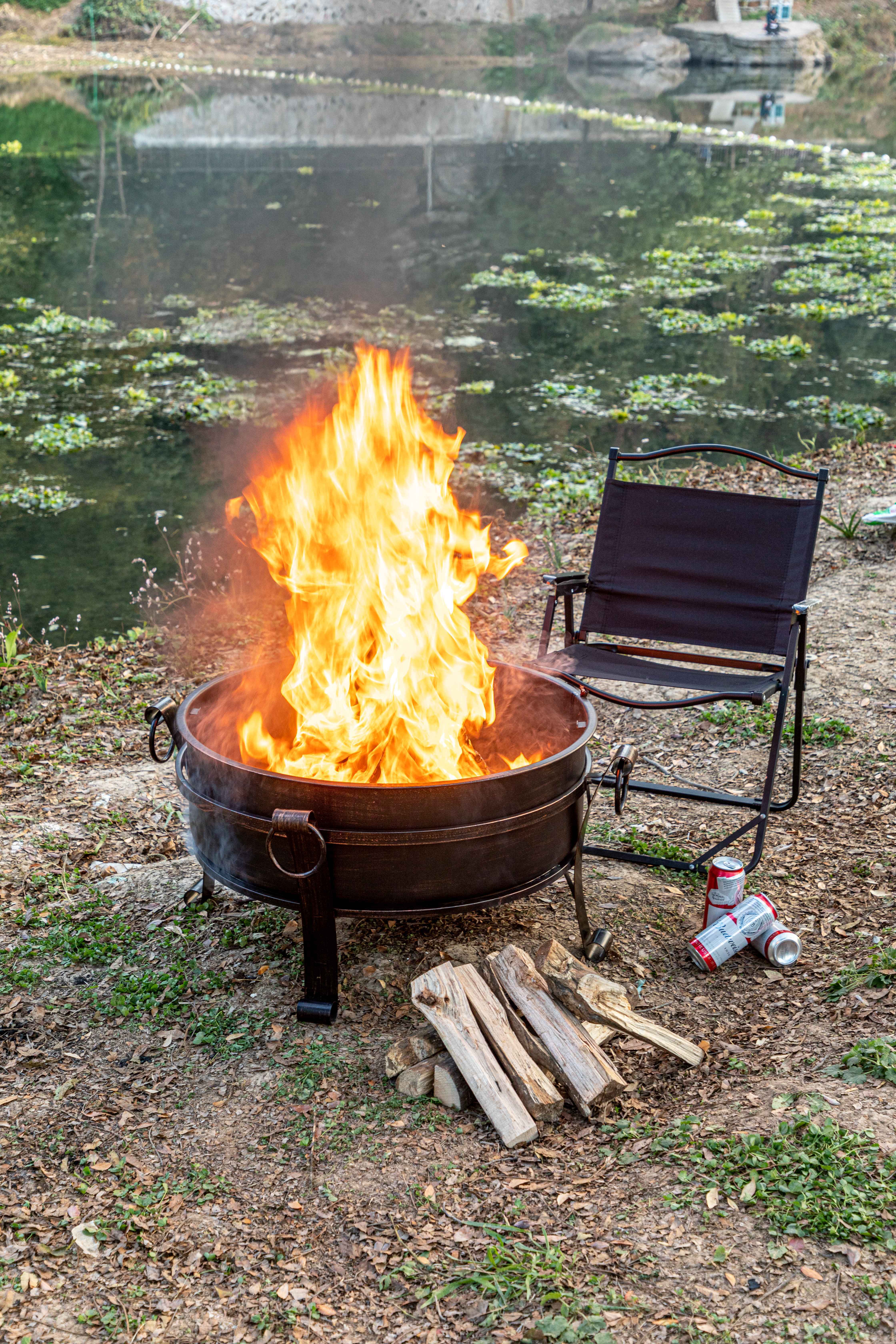 30 inch Metal Patio Garden Stove Wood Burning Metal Round Fair Bowl Portable Outdoor Fire Pits