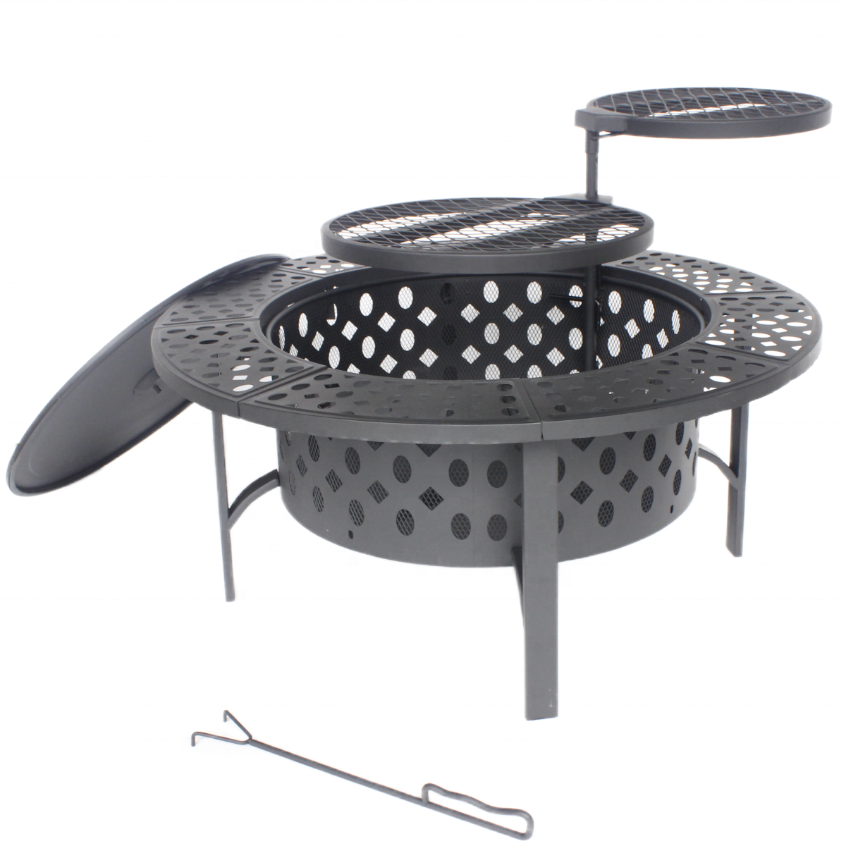 36 inch wood burning outdoor cooking bbq patio fire pits tabletop with double grills corten steel fire pit