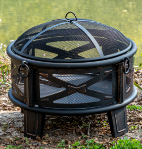 Outdoor Round Fire Bowl Garden Patio Heater BBQ Grill Round Fire pit with Grate Metal