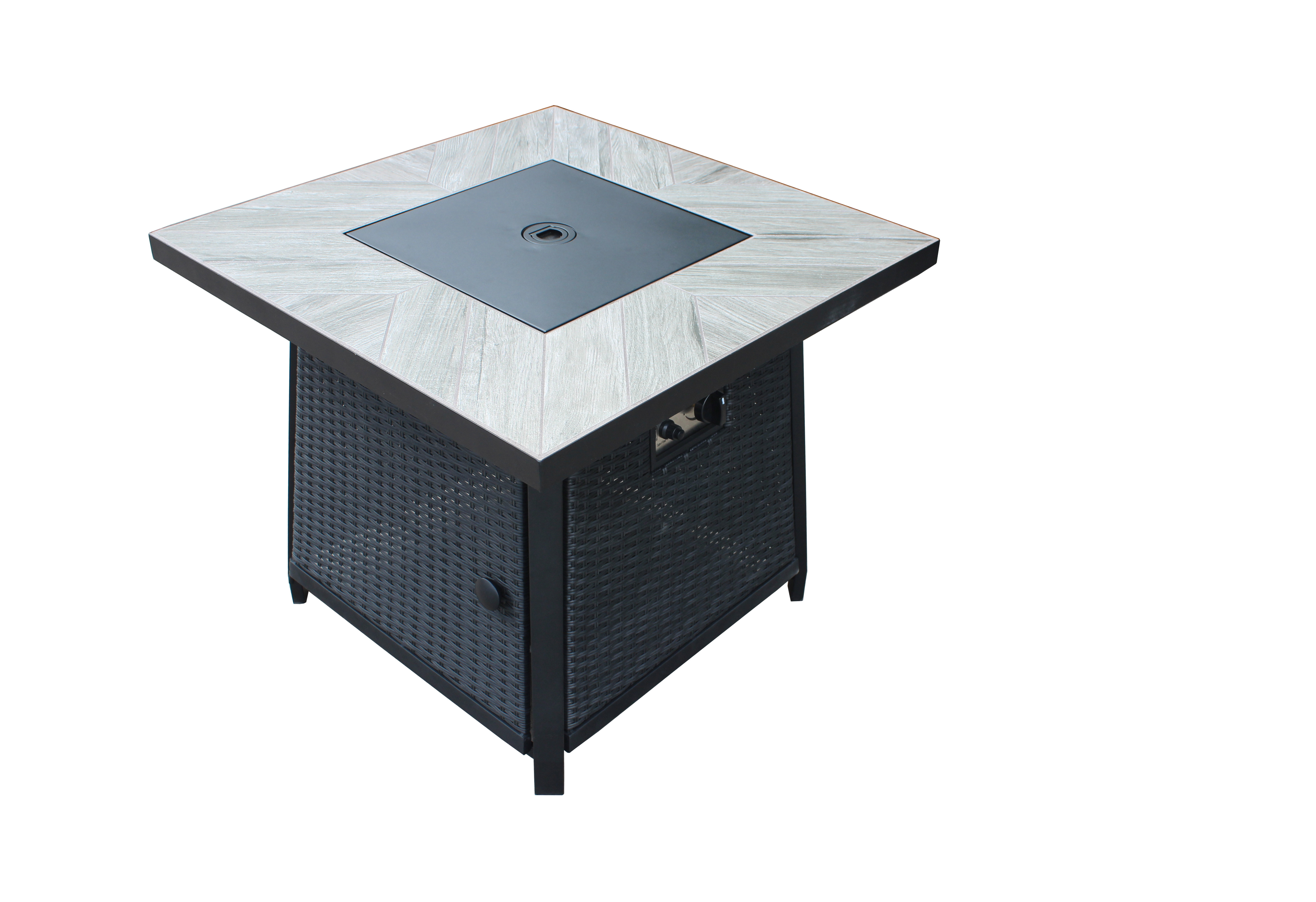 outdoor tile top rattan base  steel large gas fire place heater