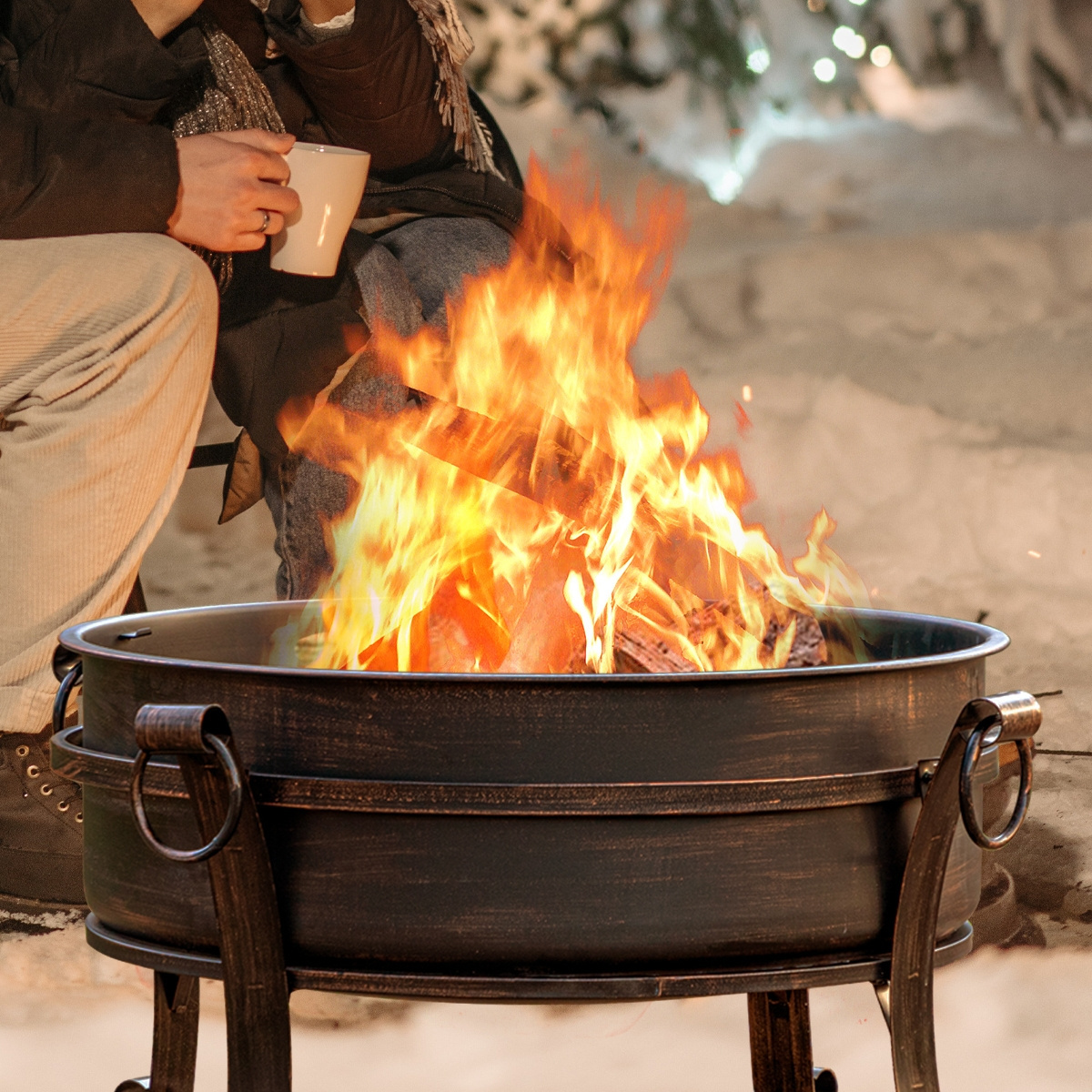 Outdoor Camp Portable Bonfire Grill Bowl Wood Burning Steel with Powder Coated fire pit