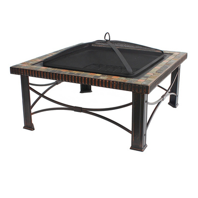 30inch metal wood burning garden outdoor natural slate wholesale square slate fire pit table for sale