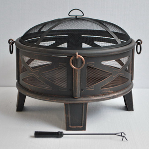 Outdoor Round Fire Bowl Garden Patio Heater BBQ Grill Round Fire pit with Grate Metal