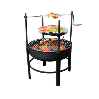 26 inch 3 in 1 wood burning outside fire pit with with barbecue roasting grill outdoor Backyard