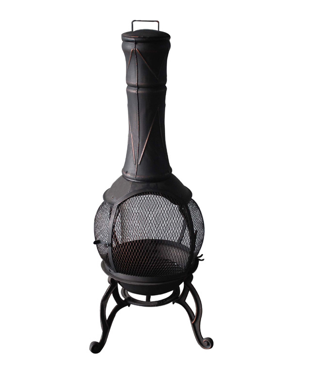 Indoor Black Mexican Chiminea Outdoor Fire Pit Garden Clay Ceramic Fireplace with Chimney