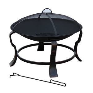 Outside Backyard Camping Beach Metal Grate Fire bowl Black Extra Deep Large Round Iron Fire Pit